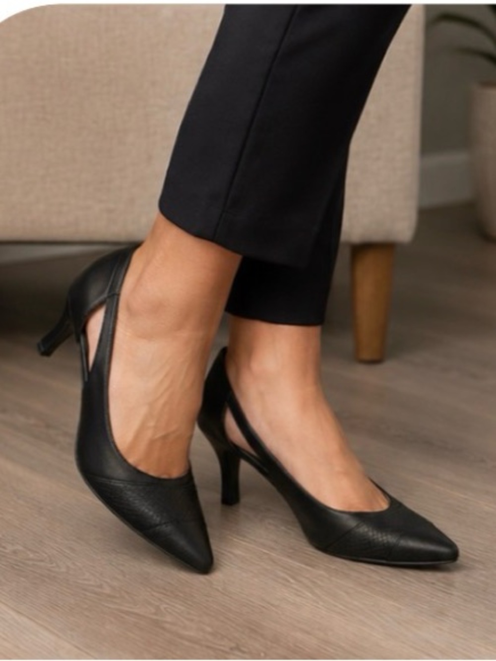 LifeStride Black Slingback Heels Comfort Soft System Pumps 3” Heel, Size 7M NWOT
